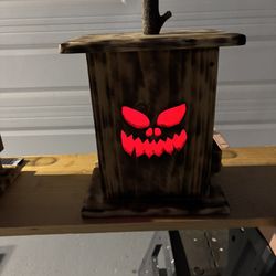Hand-Crafted Cedar Halloween Lantern 