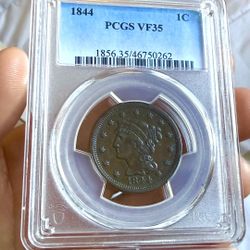1844 Braided Hair Large Cent