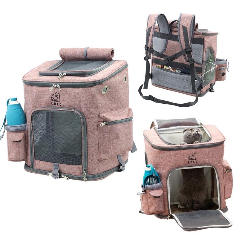 Foldable And Breathable Portable Pet Backpack (Light Pink)