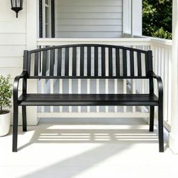 Steel Outdoor Patio Bench 34.3”H*50”W*23.6”D