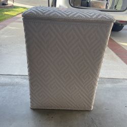 White wicker hamper, laundry basket