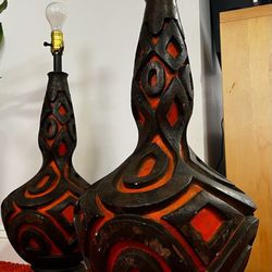Vintage Jo Wallis Mid Century Modern Sculpture Lamps 