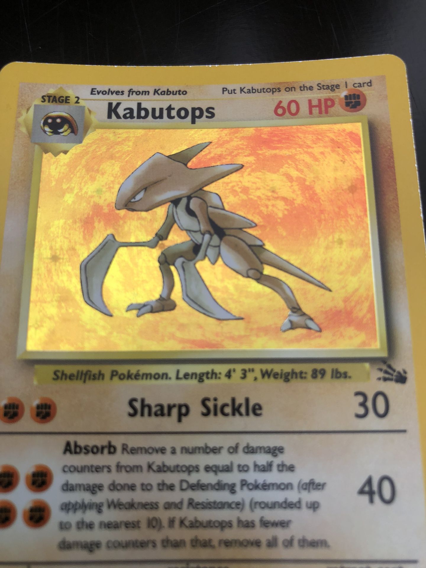 Rare Holographic Pokémon Kabutops Card