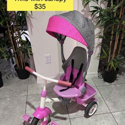 Pink Trike With Canopy Kids Trike/ Triciclo