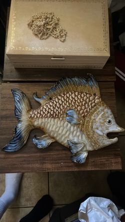Vintage Large Ceramic Fish Wall Hanging – Coastal Beach Nautical Decor