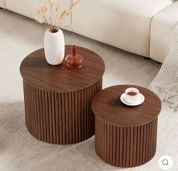 Set of 2 Boho Fluted Coffee Tables - WNT38