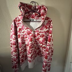 pink bape hoodie size medium 