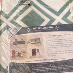 Vintage Area Rug Green Pattern 