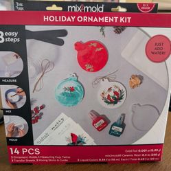 Mix 2 Mold holiday ornament making art craft kit, new in box, great activity gift for kids