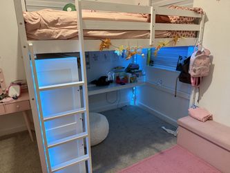 White full size loft bed
