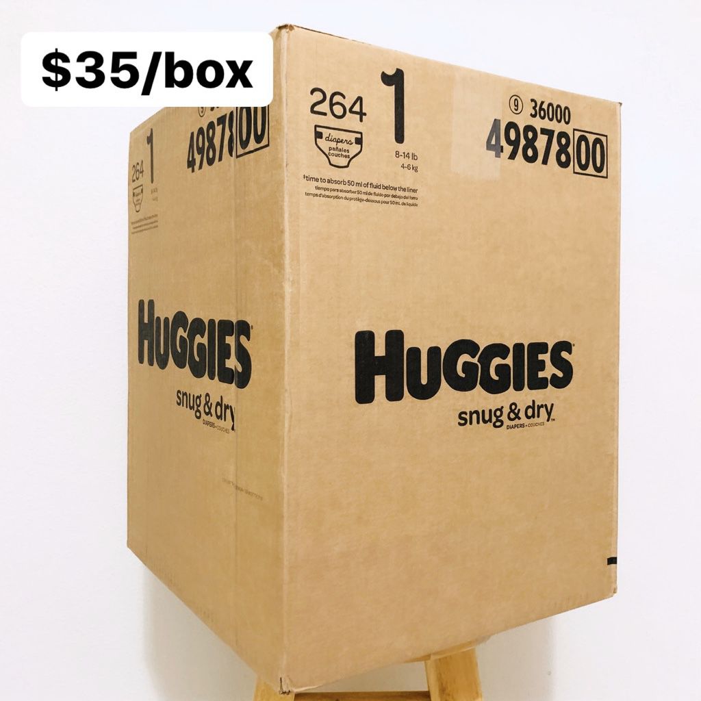 Size 1 (8-14lbs) Huggies Snug & Dry (264 diapers) - $35/box