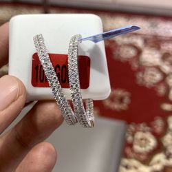 925 Silver With Moissanite Diamond Earring 