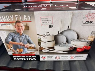 Brand New in Box Bobby Flay 12-Piece Ceramic Nonstick Cookware Set – Cream