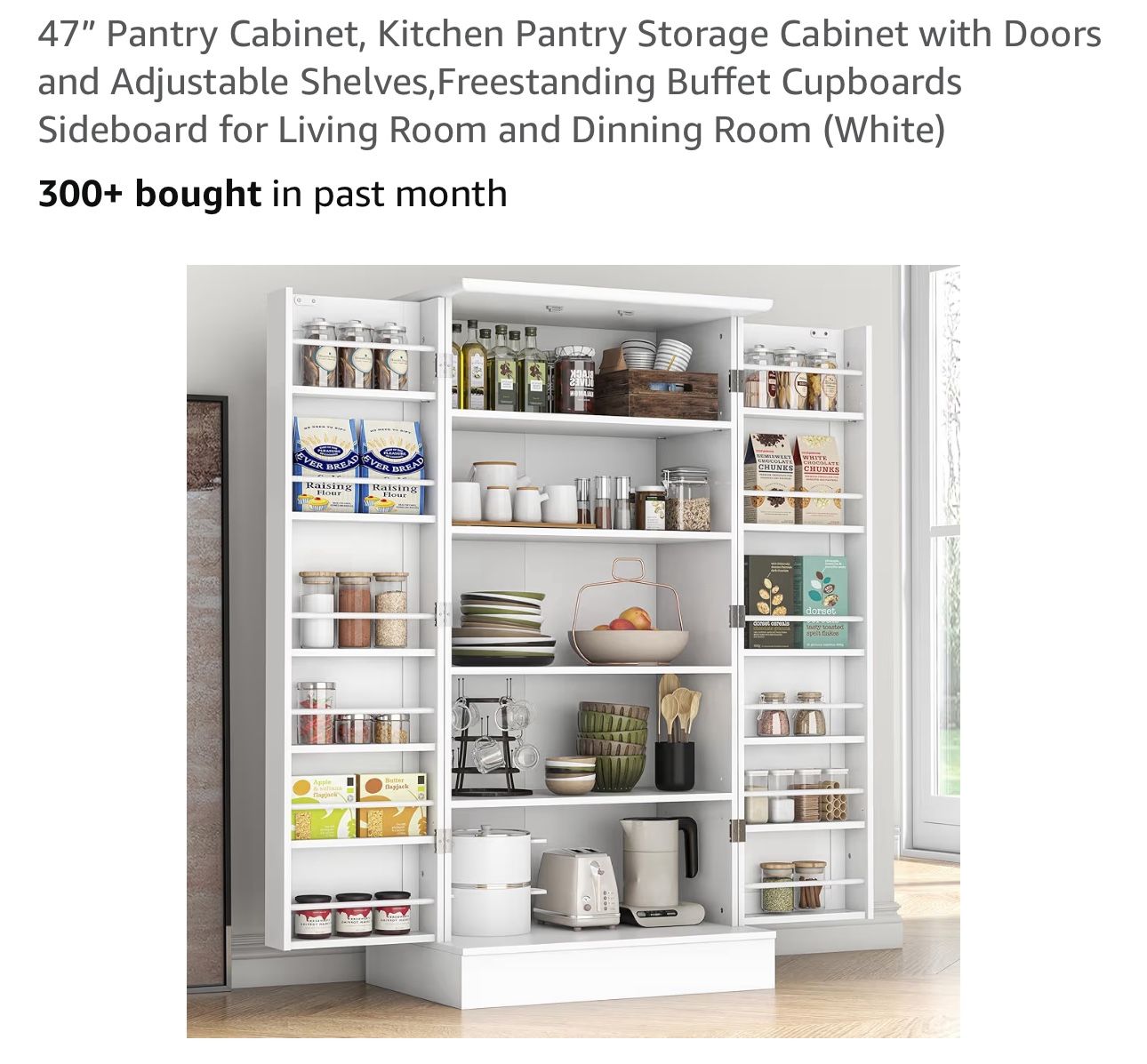 47” Pantry Cabinet, Kitchen Pantry Storage Cabinet