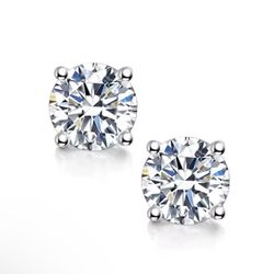 brand New 1ct Moissanite S925 Silver Earrings, Pass Tester,