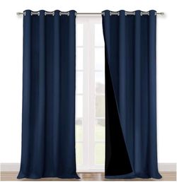 Navy Blue 52”W x 120” L 100% Blackout Curtains Thermal Insulated & Energy Efficient