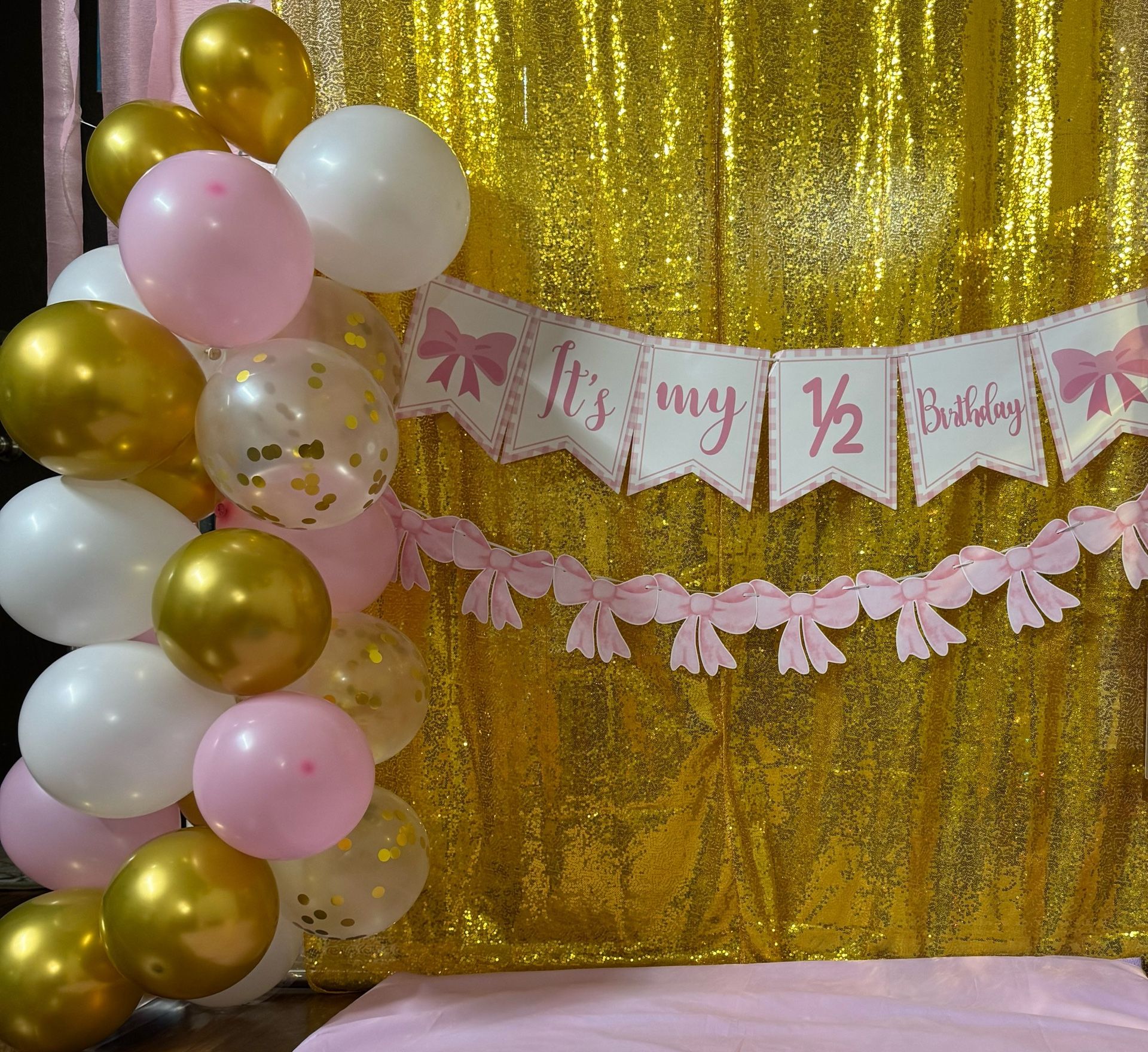 Half birthday/6months birthday for baby girl with balloons