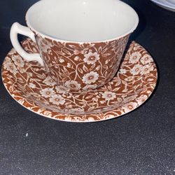 Brown Calico - cup & saucer 