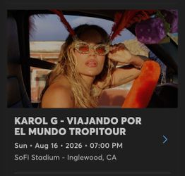 Karol g tickets for Sunday show sofi $280 each