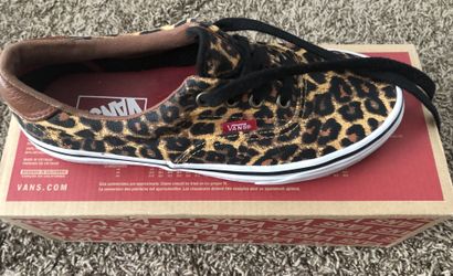 Vans cheetah print brown leather on back