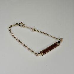 18K Yellow Gold Baby Bracelet – Adjustable Chain – Classic Bar Design