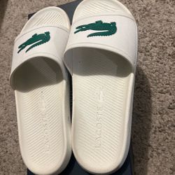 Lacoste Croco Slides - White/Green Size 10