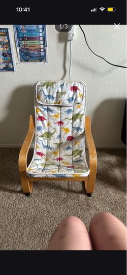 IKEA POÄNG Kids Chair with Dinosaur Cushion