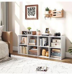 White 8-Cube Storage Bookcase Shelf Unit