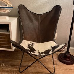 Goathair Leather Butterfly Chair