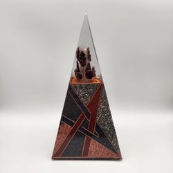 Handmade Orgonite Pyramid 11.75” Tall – Smoky Quartz Wand, Garnet, Red Jasper, Sodalite, Amethyst, Jade, Clear Quartz, Copper & Steel – 6 lb 12.7 oz

