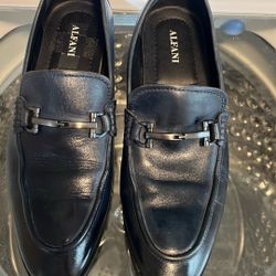 Alfani men's leather bit loafers in blue 