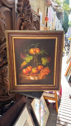 Vintage oil on canvas signed 29 by 27