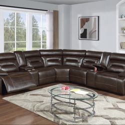 Brand New Comfy Reclining Leather Sectional Sofa