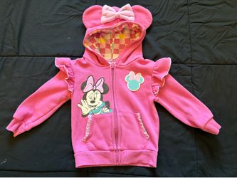 Pink Minnie Mouse zip up hoodie with ears
