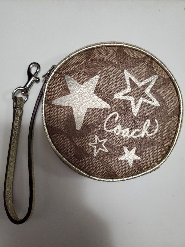 Coach Round Coin Case With Keychain/LIKE NEW