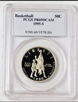 1995-S XXVI Olympiad Basketball Half Dollar "GEM PROOF-69 DCAM
