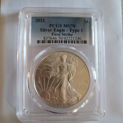 Ms70 2021 Silver Eagle Coin 