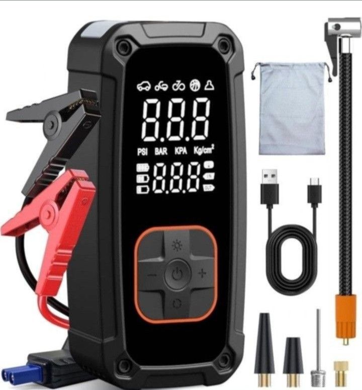 150PSI & 3000A and 25000mAh Car Battery Jump Starter with Tire Pressure Gauge