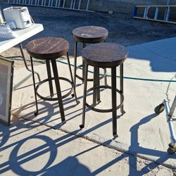 3 Wooden Stools Very Sturdy 