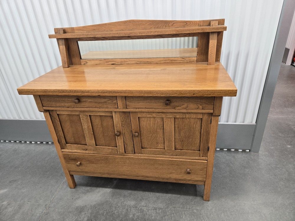 Vintage Tiger Oak Empire Style Sideboard