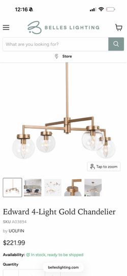 Uolfin Edward 4-Light Gold Chandelier