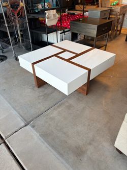 Makai white and walnut coffee table