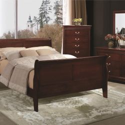 Cherry Sleigh Bedroom Set Dresser,Mirror ,Nightstand Bed Frame