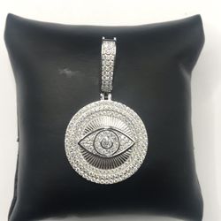 925 Sterling Silver 3.20CT MOISSANITE Evil Eye men’s Pendant 