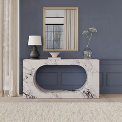 💎BOLD MARBLE LIKE CONSOLE HALL ACCENT SOFA TABLE MODERN CUTOUT DESIGN💎
