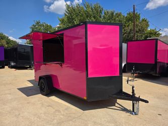 2027 New 6x12 SA Screwless Vending Enclosed Trailer | Blackout | Spoiler Package | .08 Polycor | Dexter Axle | 1254 (PINK)