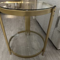Breannon Glass Top End Table For Living Room,
