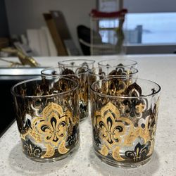  Vintage Drinking Glass In Gold