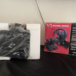 Nintendo 64 N64 V3 Racing Steering Wheel Controller & Gas/Brake Pedals