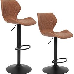 SUPERJARE Adjustable Bar Stools Set 1 CHAIR STILL AVAILABLE, Rustic Swivel Barstools with Back, Modern Counter Height Chairs for Pub Kitchen, Brown
